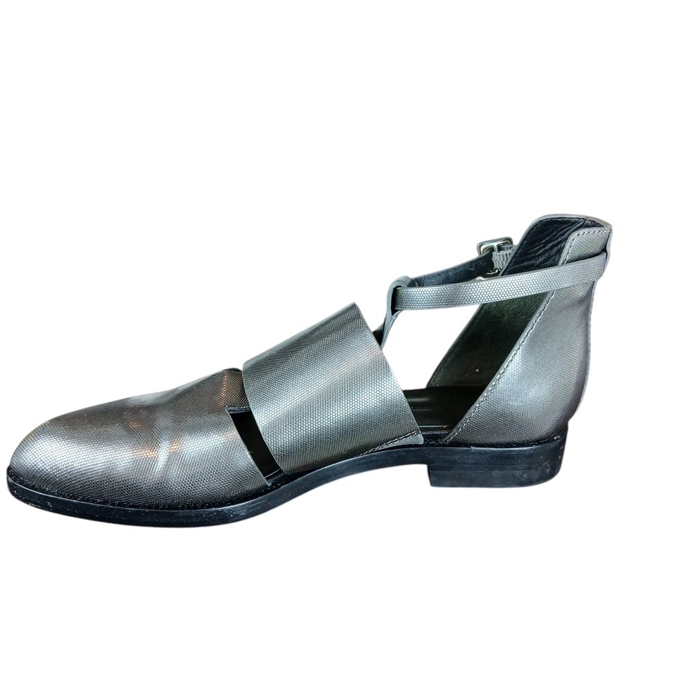 Alexander Wang Metallic Silver Cut Out Booties Sandal Gray Leather Size 6.5/37 - Picture 7 of 13